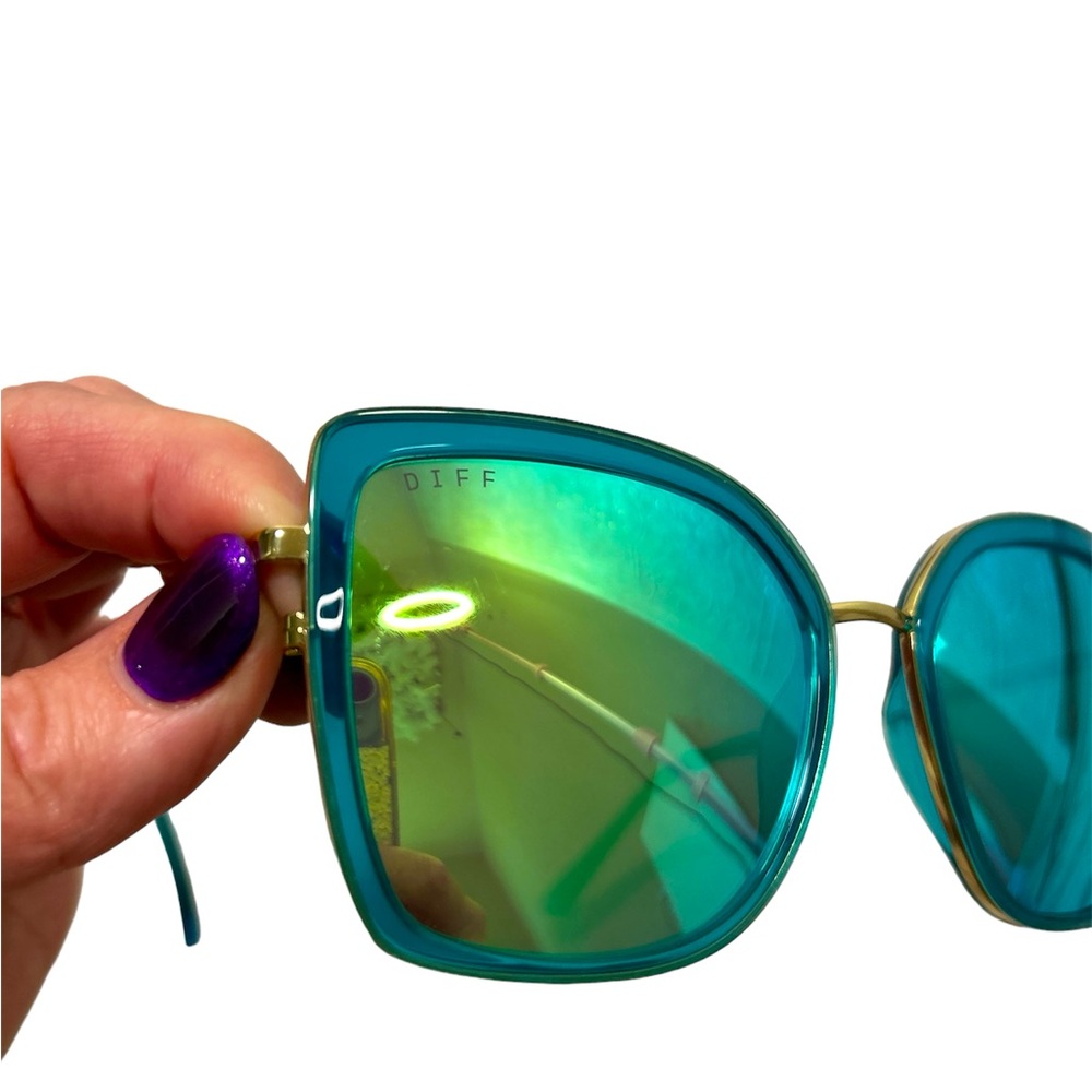 Diff Sunglasses Oversized Cateye Turquoise Claris… - image 5